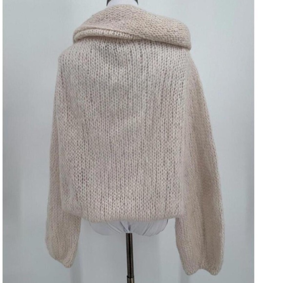 MES DEMOISELLES Moody Ivory Mohair Cowl Neck Oversized Sweater Sz 2 - Picture 3 of 5